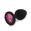 RELAXXXX DIAMOND SILICONE PLUG BLACK/PINK MEDIUM