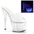 PLEASER ADORE-701UVL  CLEAR / WHITE NEON UV BLACKLIGHT