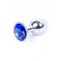 METAL BUTT PLUG SMALL WITH CRYSTAL DARK BLUE
