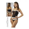 BLACK STRAPLESS SET WITH WHITE LACE M