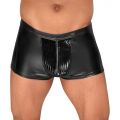 NOIR HANDMADE POWERWETLOOK MEN'S SHORTS WITH DECORATIVE PVC PLEATS