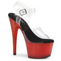 PLEASER ADORE-708T ANKLE STRAP SANDAL CLEAR RED FROST