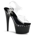 PLEASER ADORE-708LS CLEAR BLACK W RHINESTONE LINE