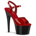 PLEASER ADORE ANKLE STRAP SANDAL  RED BLACK PATENT