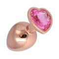 XL ROSE GOLD HEART METAL BUTT PLUG WITH CRYSTAL PINK