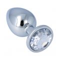 METAL BUTT PLUG WITH CRYSTAL CLEAR LARGE