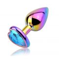 ANAL PLUG RAINBOW BUTTPLUG LARGE, HEART SHAPE, LIGHT BLUE CRYSTAL, GUILTY TOYS