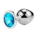 ANAL PLUG METALLIC BUTTPLUG, MEDIUM, SILVER/LIGHT BLUE  PASSION LABS