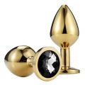 ANAL PLUG METALLIC BUTTPLUG, MEDIUM, GOLD/BLACK, PASSION LABS
