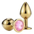 ANAL PLUG METALLIC BUTTPLUG, MEDIUM, GOLD/LIGHT PINK, PASSION LABS