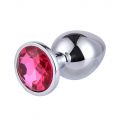 METALLIC BUTTPLUG, MEDIUM, SILVER/DARK PINK, PASSION LABS