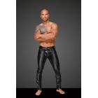 NOIR HANDMADE POWERWETLOOK MEN'S TROUSERS WITH DECORATIVE PVC PLEATS