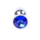 METAL BUTT PLUG SMALL WITH CRYSTAL DARK BLUE