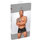 NOIR HANDMADE POWERWETLOOK MEN'S SHORTS WITH DECORATIVE PVC PLEATS