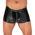 NOIR HANDMADE POWERWETLOOK MEN'S SHORTS WITH DECORATIVE PVC PLEATS