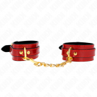RED VINYL ADJUSTABLE WRIST CUFFS WITH GOLD CHAIN