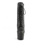 PLEASER SKY 1020 HIGH HEELS PLATFORM FRONT LACE-UP ANKLE BOOTS BLACK VEGAN LEATHER
