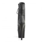PLEASER SKY 1020 HIGH HEELS PLATFORM FRONT LACE-UP ANKLE BOOTS BLACK VEGAN LEATHER