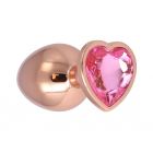 XL ROSE GOLD HEART METAL BUTT PLUG WITH CRYSTAL PINK