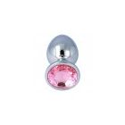 METAL BUTT PLUG WITH CRYSTAL PINK LARGE
