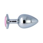 METAL BUTT PLUG WITH CRYSTAL PINK LARGE