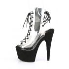 PLEASER ADORE-700-30FS PLATEAU ANKLE BOOTS FAUX SUEDE TRANSPARENT BLACK