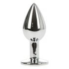 METALLIC BUTTPLUG SMALL, SILVER/CLEAR, PASSION LABS