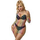 SUBBLIME - 952426 RAINBOW LONG SLEEVE FISHNET DRESS