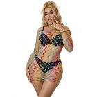 SUBBLIME - 952426 RAINBOW LONG SLEEVE FISHNET DRESS