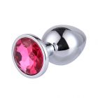 METALLIC BUTTPLUG, MEDIUM, SILVER/DARK PINK, PASSION LABS