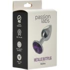 METALLIC BUTTPLUG, MEDIUM, SILVER/DARK PINK, PASSION LABS