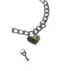 SILVER METAL COLLAR WITH HEART-SHAPED LOCK