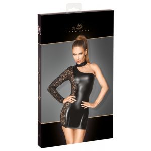 NOIR HANDMADE ASYMMETRICAL POWERWETLOOK AND LACE DRESS