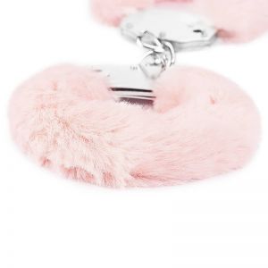 FETISH PLEASURE FLUFFY HAND CUFFS LIGHT PINK
