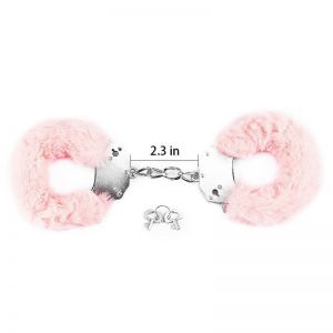 FETISH PLEASURE FLUFFY HAND CUFFS LIGHT PINK