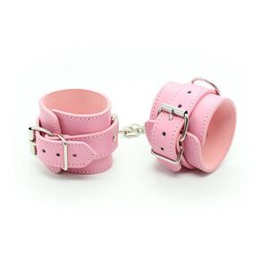 PINK LEATHER HANDCUFFS