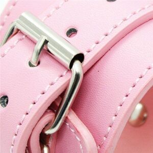 PINK LEATHER HANDCUFFS