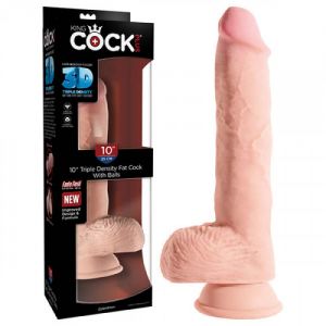 KING COCK PLUS 10" TRIPLE DENSITY FAT COCK WITH BALLS