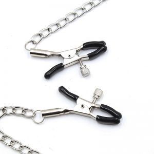 OHMAMA FETISH NIPPLE CLAMPS WITH CHAINS - BITCH