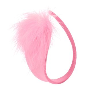 STRAPLESS FEATHER BIKINI BLACK PINK