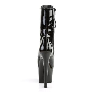 PLEASER SKY 1020 HIGH HEELS PLATFORM FRONT LACE-UP ANKLE BOOTS BLACK PATENT