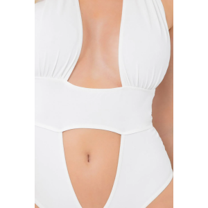 TAKE THE PLUNGE BODYSUIT WHITE-PINK LIPSTICK LINGERIE