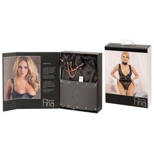 CROTCHLESS BODY WITH A COLLAR AND DECORATIVE CHAINS