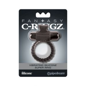 VIBRATING SILICONE SUPER RING BLACK