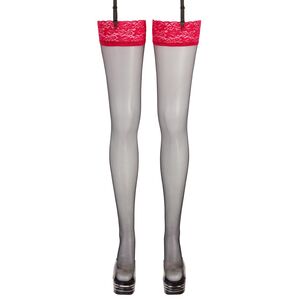 STOCKINGS WITH RED LACE-COTTELLI LEGWEAR