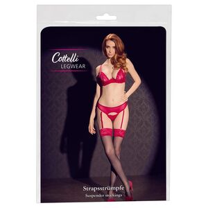 STOCKINGS WITH RED LACE-COTTELLI LEGWEAR