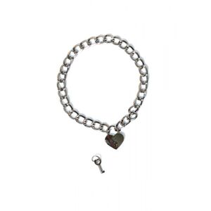 SILVER METAL COLLAR WITH HEART-SHAPED LOCK