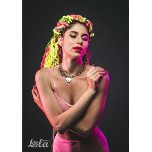 SILVER METAL COLLAR WITH HEART-SHAPED LOCK