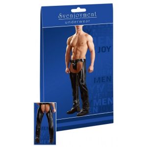 MENS CHAPS IN BLACK LEATHER LOOK