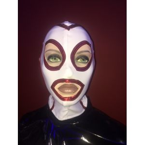 WHITE HOOD WITH RED TRIM